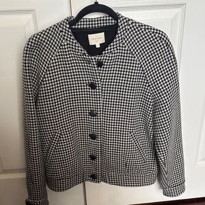 Sezane Houndstooth Bomber Jacket